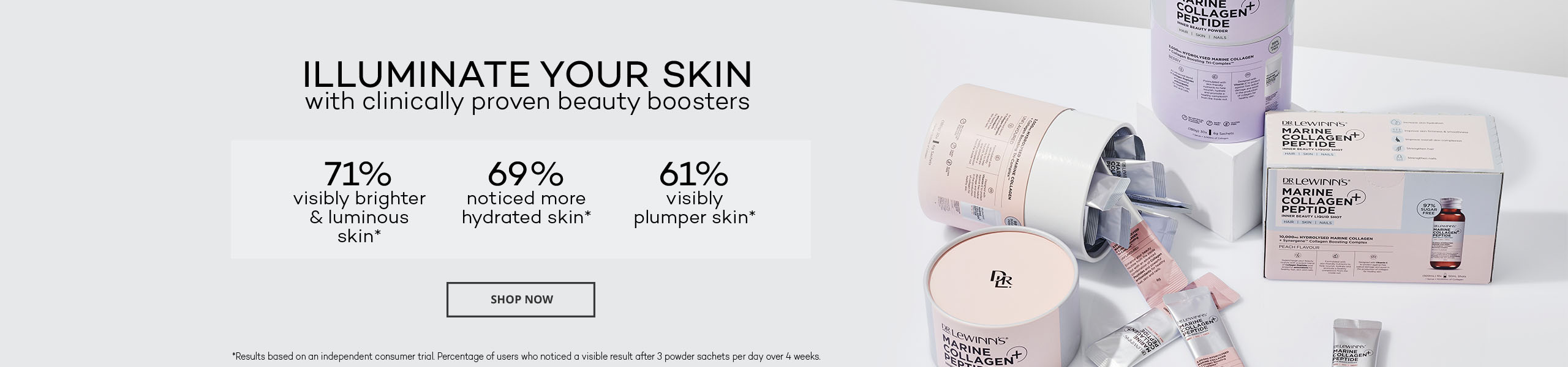 Illuminate your skin with clinically proven beauty boosters.